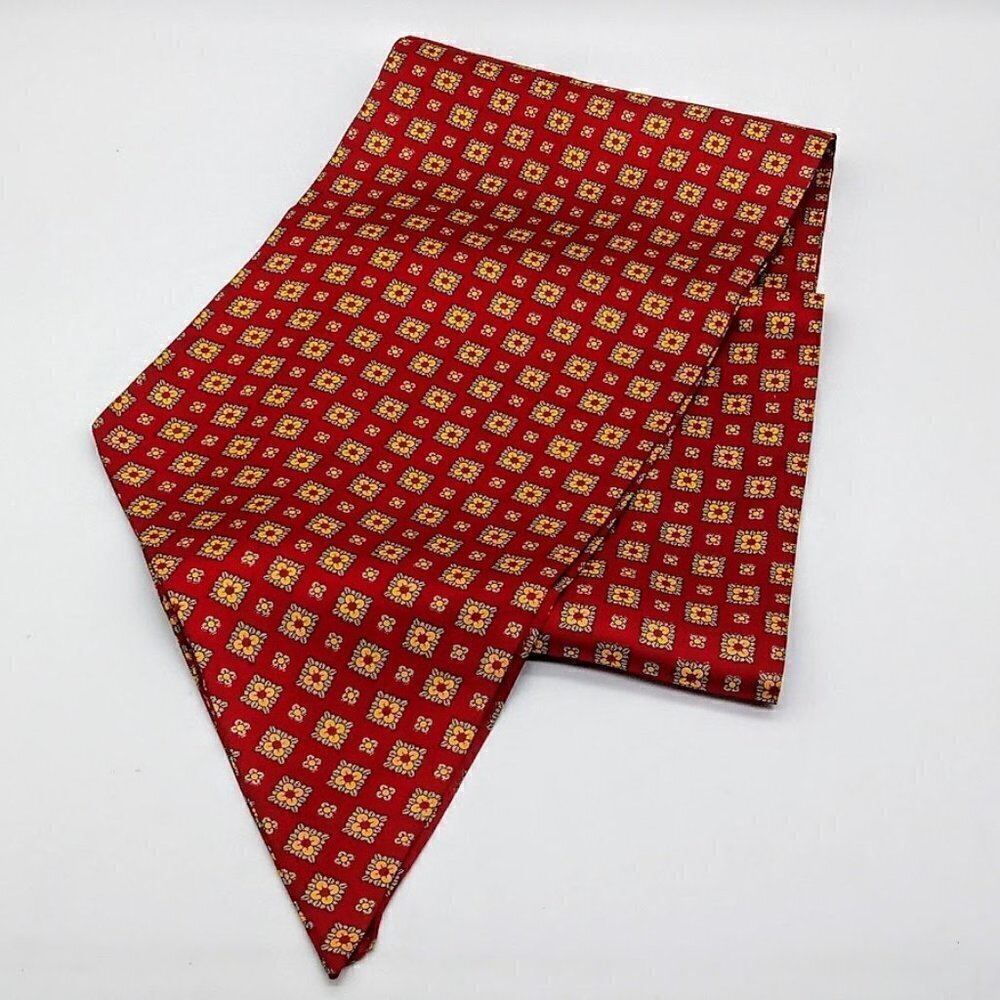 Sailor Burgundy Red Gold Print Oblong Silk Scarf - Picture 1 of 6